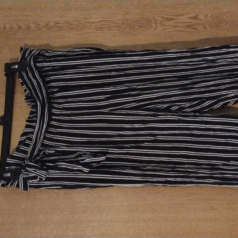 Love Scarlett- Striped Elastic Waist Belted Pants